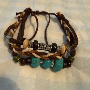 Bohemian Multi-Strand Bracelet with Turquoise and Silver Accents
